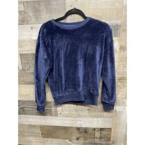 Athleta Girl Feelin Good Navy Velour Sweatshirt Sz XL 14